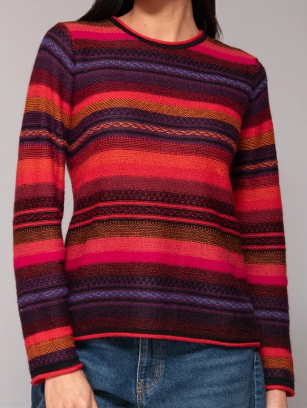 Pure Alpaca 100% Baby Alpaca Striped Sweater Women's Size Small